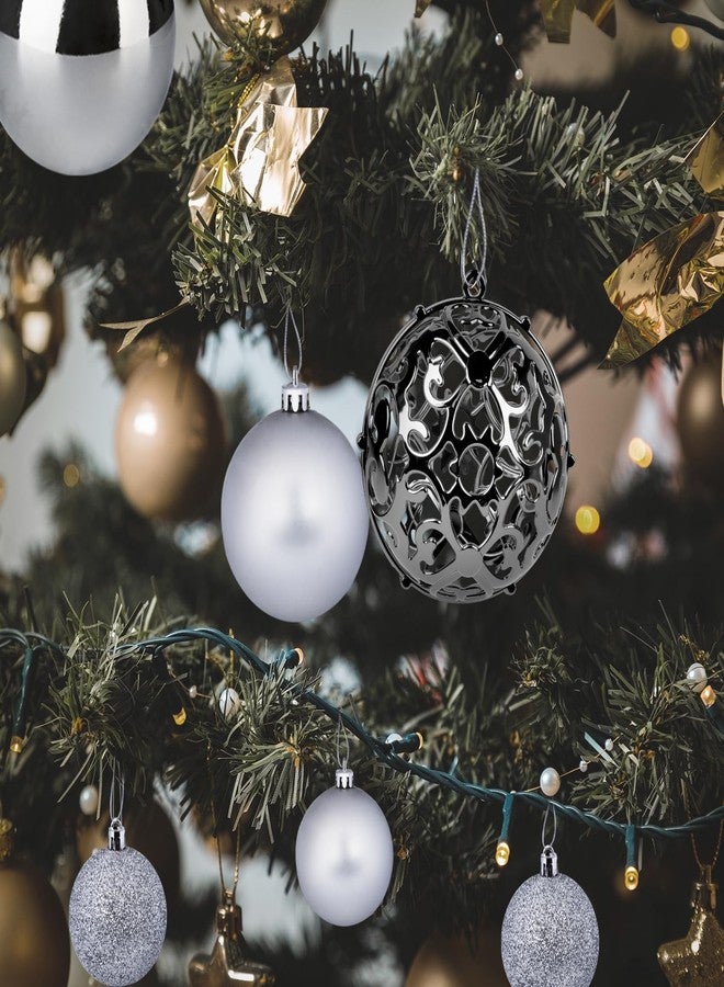 Anstore Silver Christmas Ornaments, 98 PCS Christmas Tree Balls Ornaments, Silver Christmas Ornaments, Plastic Christmas Ornaments Balls with Christmas Tree Topper and Bead Chains for Christmas Decor - Image 4